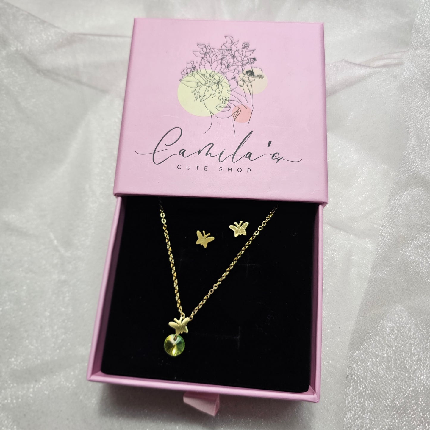 Butterfly Zirconia Necklace and earring set