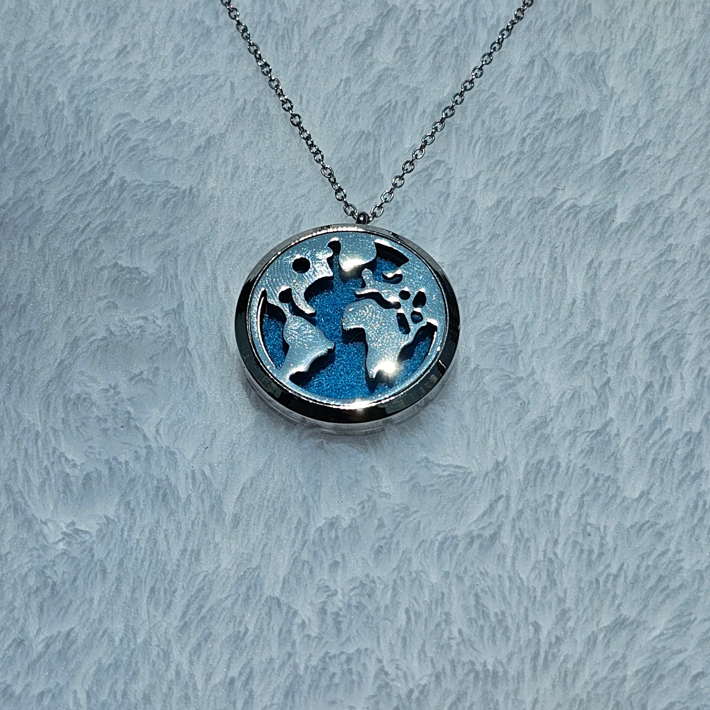 Essential Oil Cologne Diffuser Locket Planet Earth 
Pendant Necklace