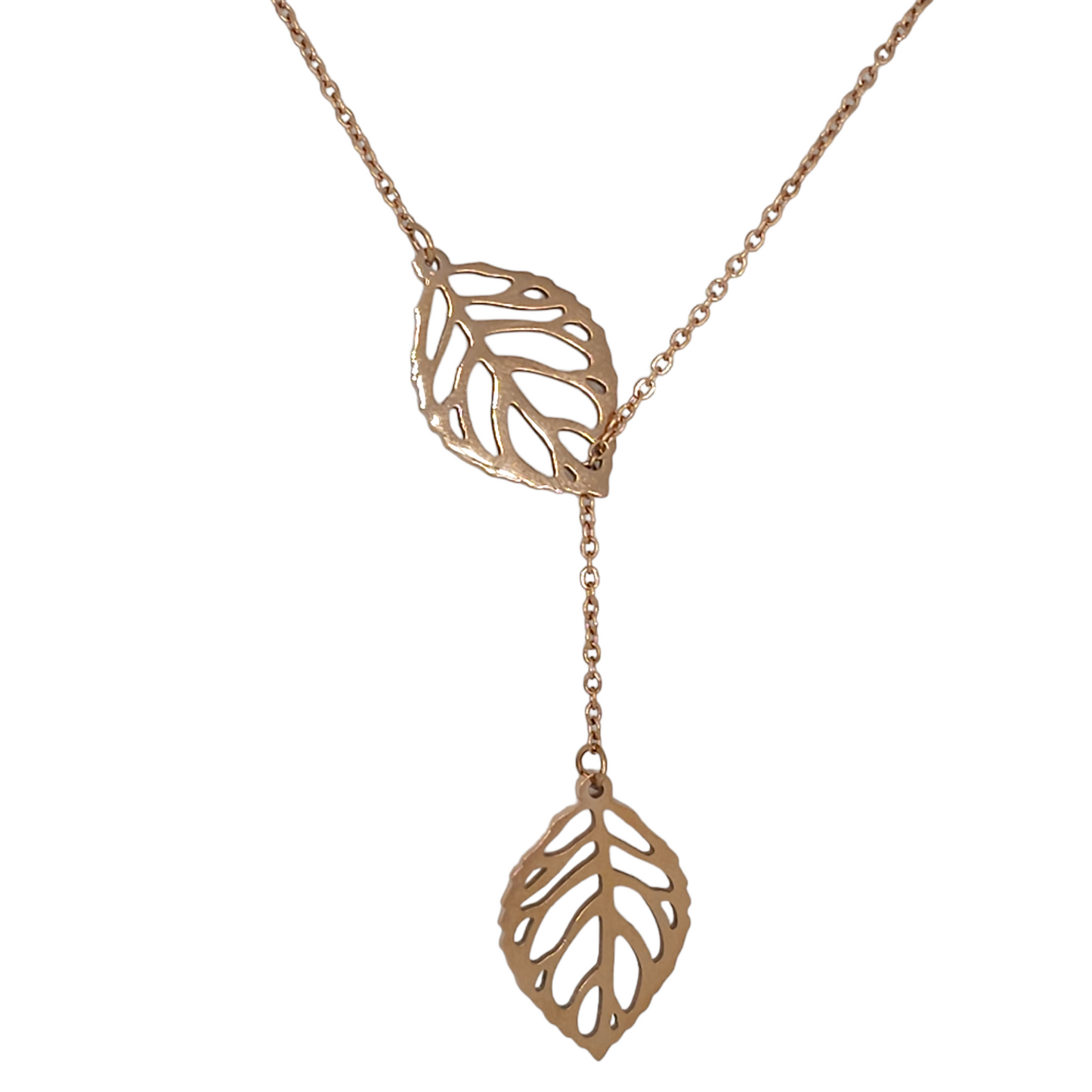 Leaf Rose Gold Necklace and Earrings set